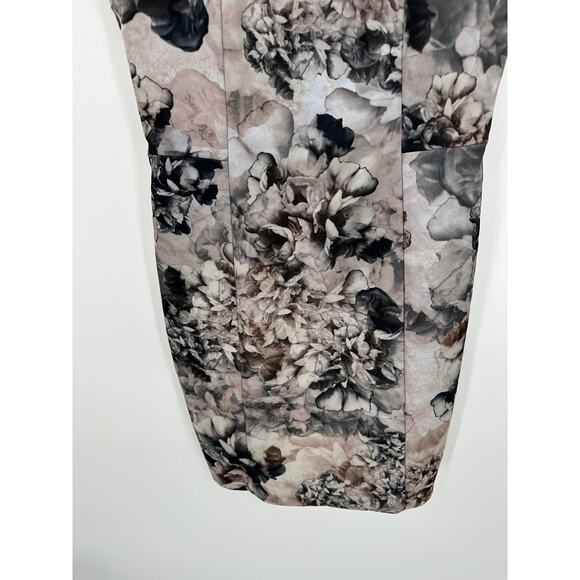 H&M Grey Floral Print Square Neck Knee Length Sleeveless Dress Women's Size 6 - Picture 3 of 8